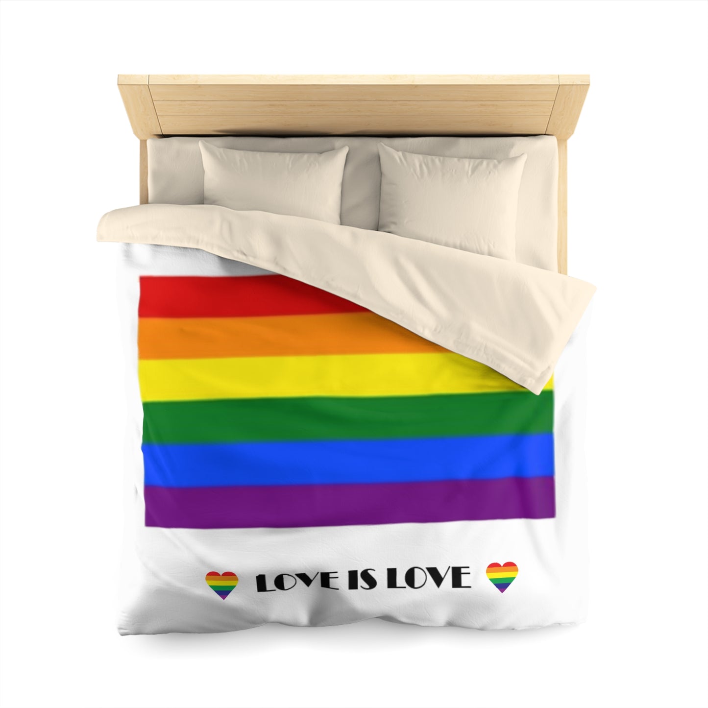 Love Is Love Rainbow Microfiber Duvet Cover - Celebrate Pride and Inclusivity