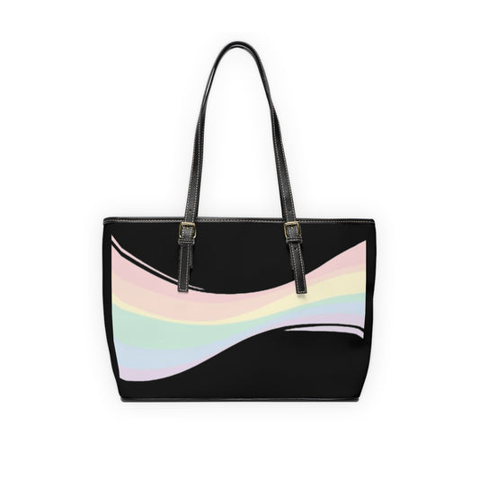Chic PU Leather Shoulder Bag with Rainbow Wave Design, Stylish Tote for Everyday Use, Ideal Gift for Birthdays and Anniversaries
