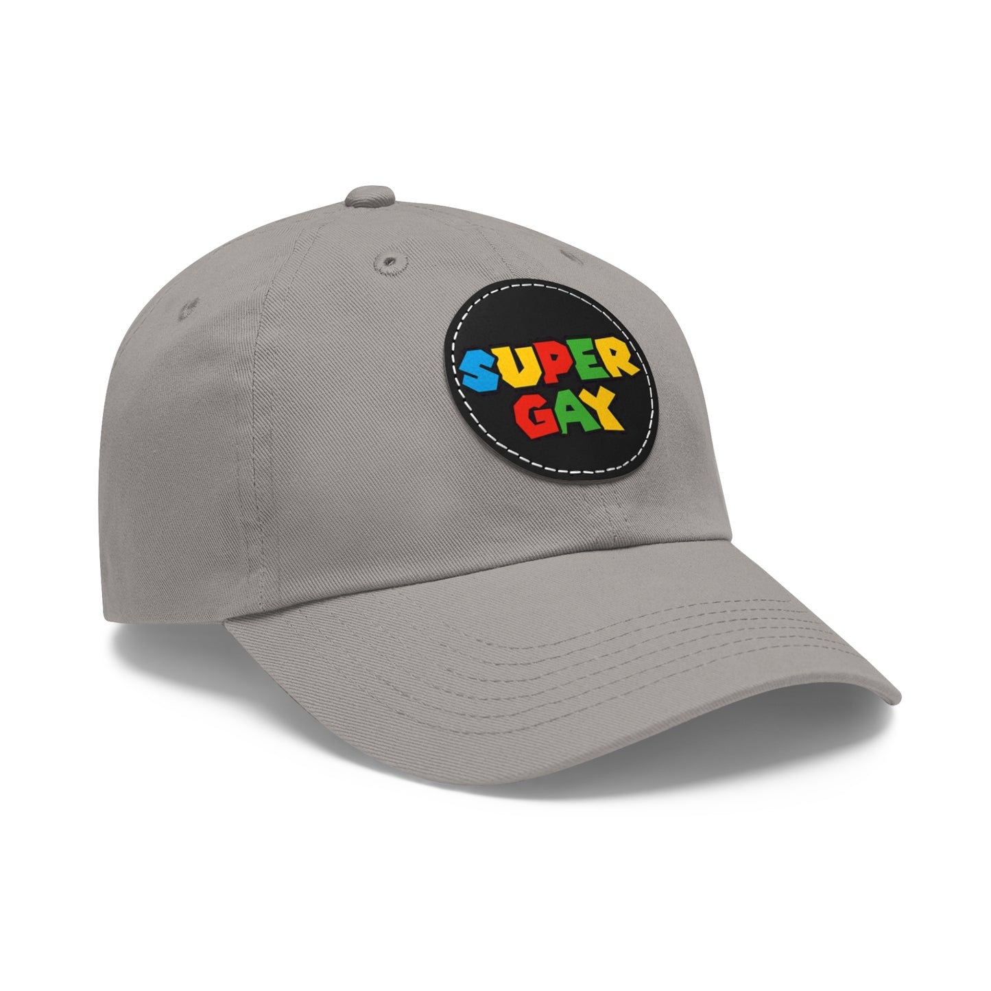 Super Gay Dad Hat with Leather Patch - Fun & Colorful Adjustable Cap