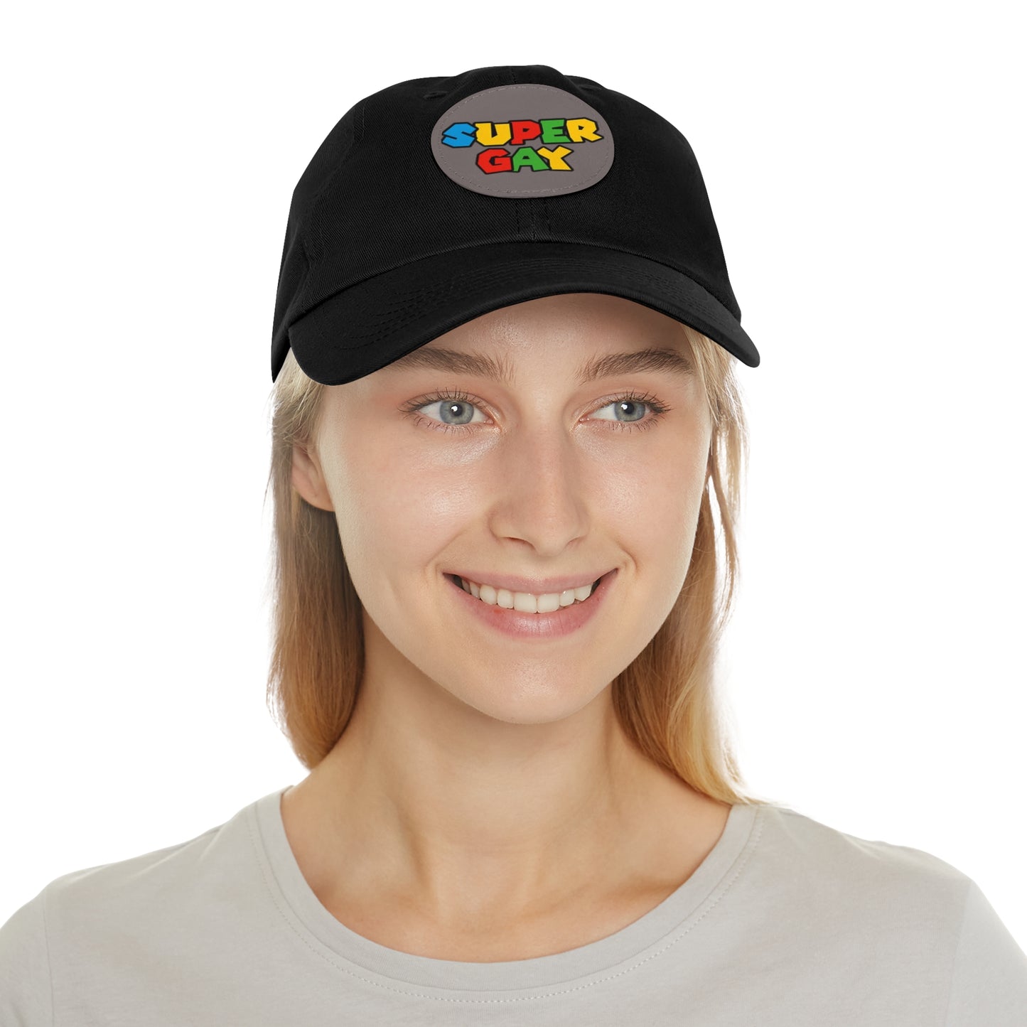 Super Gay Dad Hat with Leather Patch - Fun & Colorful Adjustable Cap