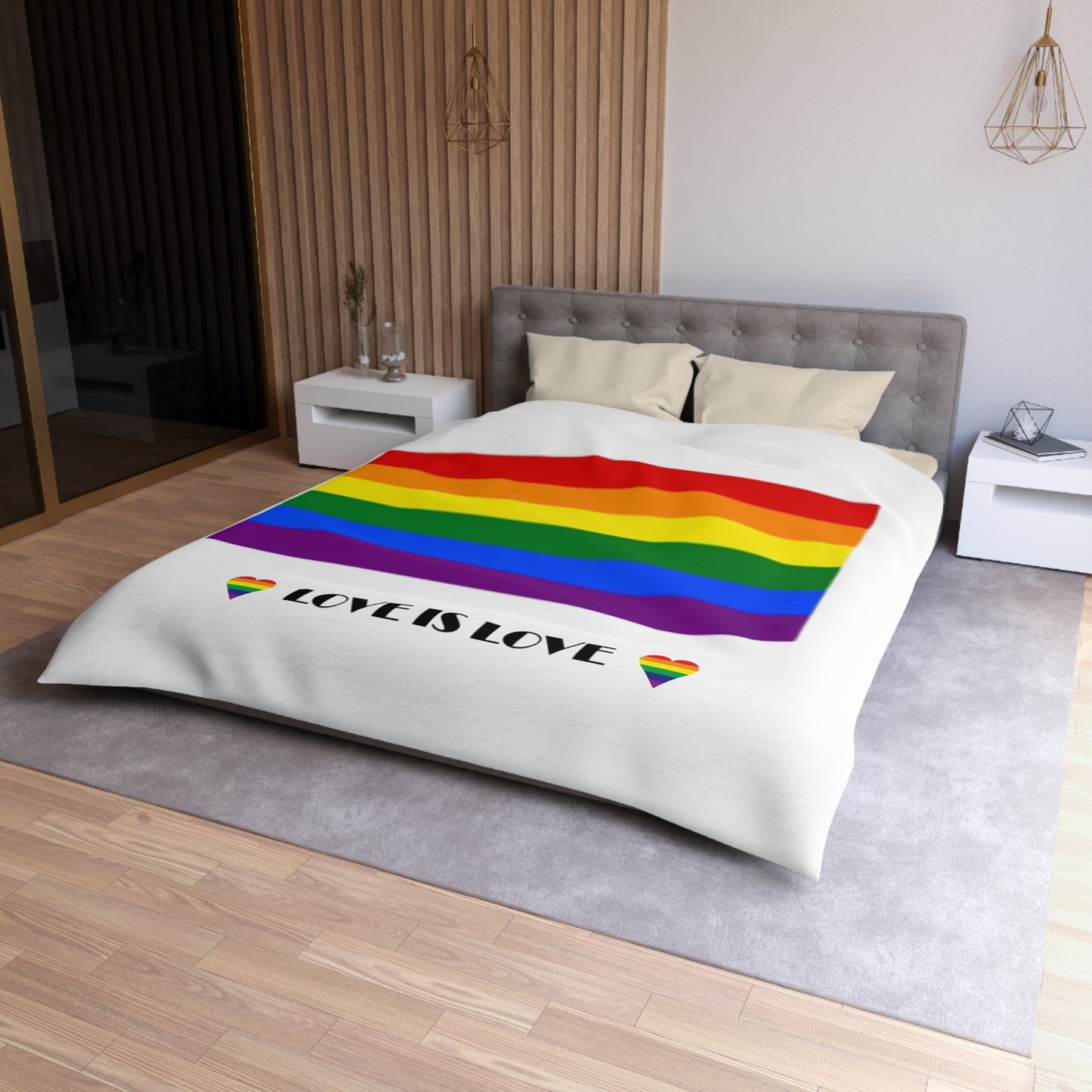 Love Is Love Rainbow Microfiber Duvet Cover - Celebrate Pride and Inclusivity