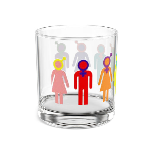Colorful Gender Symbol Rocks Glass - 10oz, Fun and Inclusive Drinkware for Celebrations