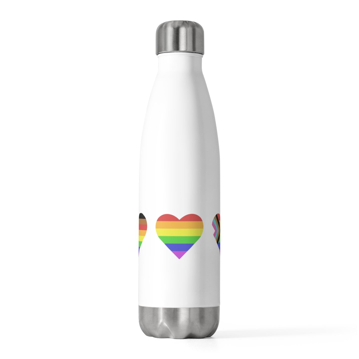 Rainbow Heart Insulated Water Bottle | 20oz Stainless Steel Travel Flask